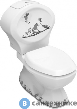 картинка Унитаз с бачком SEREL CHILDREN для детей с рисунком, с сиденьем (8702DOG + 8704DOG + 150400400079 + 2278700002)