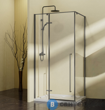 картинка Душевой уголок Vincea Slim-N VSR-5SN9010CLGM, 1000*900, вороненая сталь, стекло прозрачное