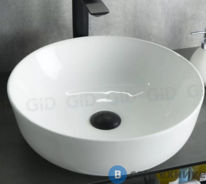 картинка Раковина накладная GID-ceramic D1315 белый (415х415х135)
