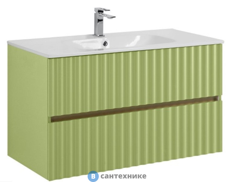 Тумба под раковину Art & MAX ELEGANT  AM-ELEGANT-1000-2C-SO-MN-P подвесная с двумя выкатными ящиками, с LED подсветкой ручек, мята