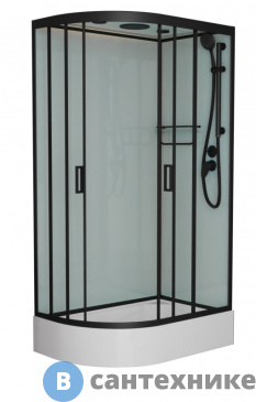 картинка Душевая кабина Frank F412/1R Black правосторонняя средний поддон