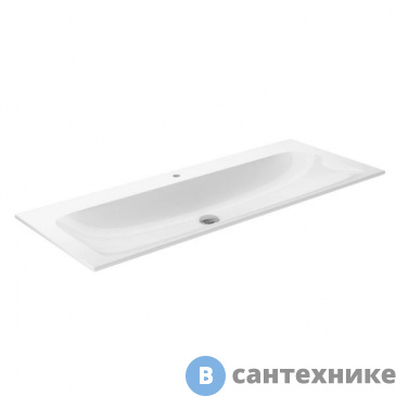 картинка Умывальник Keuco PLAN керамический, для смесителя на 1 отверстие, 1208x17x494 мм, белый (32980311201)