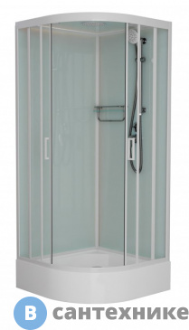 картинка Душевая кабина Frank F409/1 М White средний поддон матовое стекло
