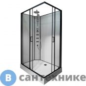 Душевая кабина Loranto CS-21813 120x80x(190+15) см с низким поддоном 15 см, прозрачное стекло 5 мм, задние стенки белые, профиль черный-мат