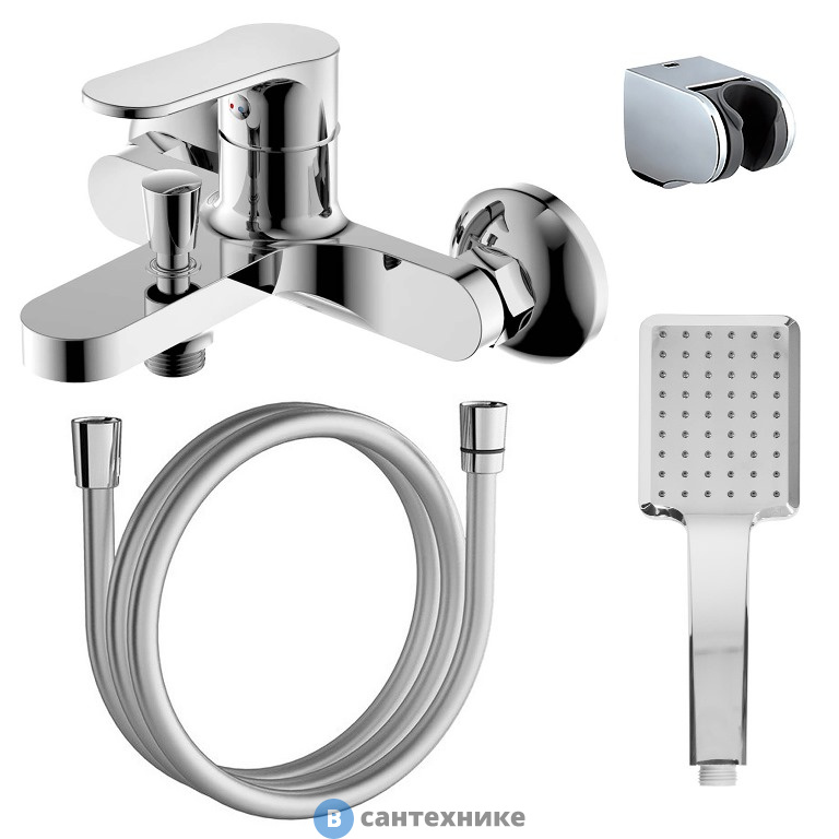 Смеситель AZARIO ELVIS AZ-WWK238155C для ванны и душа с полным душевым набором, хром