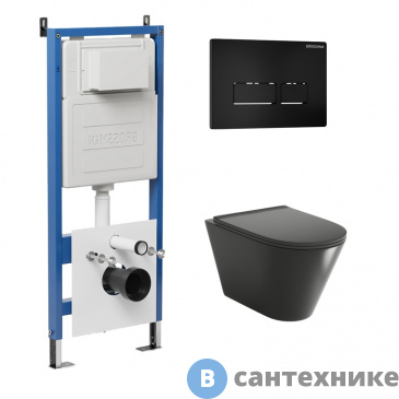 картинка Комплект 3 в 1: Grossman инсталляция 900.K31.01.000+клавиша 700.K31.03.210.210 черный мат.+унитаз GR-4477BMSQ