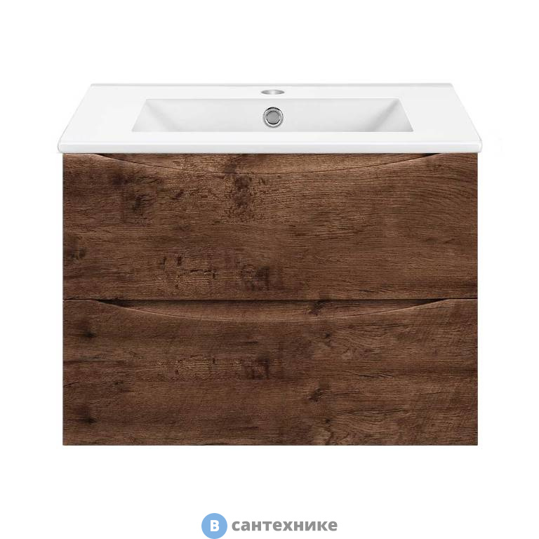 Тумба под раковину раковину Vincea Mia Slim 700 подвесная, 2 выкатных ящика soft close, R.Wood (VMC-2MC700S1RW)