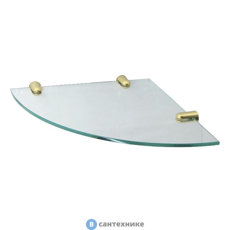 Полка WasserKRAFT K-533BRUSHED GOLD стеклянная угловая