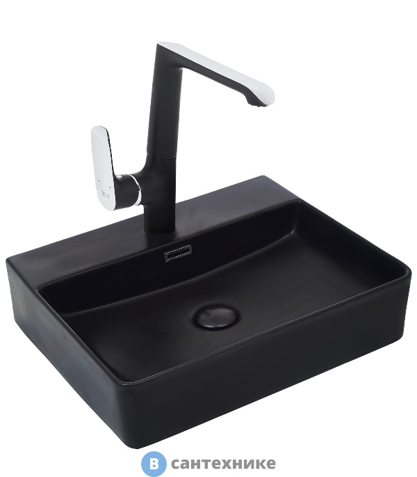 Раковина WELTWASSER ELBACH 21733 MB накладная (матовая чёрная) /500х420х120/