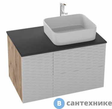 картинка Тумба под раковину Grossman АЛЬБА-80 см подвесная, с 2-я ящ. веллингтон/белая (под ум.GR-3016/Олимпия-56)