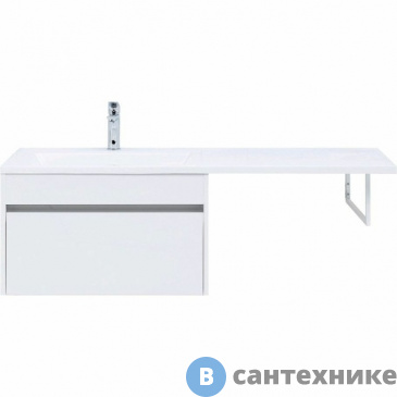 картинка Тумба с раковиной Aquanet Токио 130 L белый (подвесная, 1 ящик) (239217)