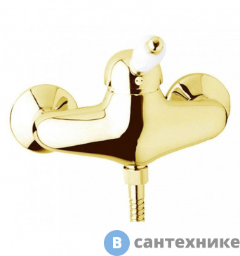 картинка Смеситель Cezares ELITE-DM-03/24-Bi для душа однорычажный, золото, ручка белая