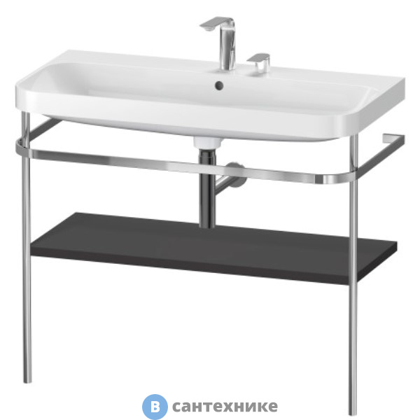 Консоль напольная Duravit Happy D.2 Plus с умывальником 975х490х850 мм, с 1 отв под смесит,1 полка, графит суперматовый (HP4838O8080)