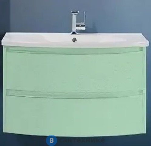 Тумба под раковину BelBagno 100 см PROSPERO BB1000DVC/MO подвесная, с двумя выкатными ящиками, с доводчиками, Menta Opaco