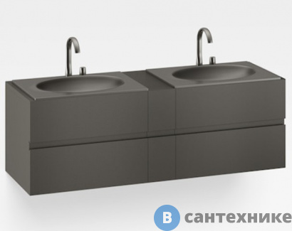 картинка Тумба под раковины Armani Roca Island подвесная 179.4х59хн60 см со столешницей, для 2 раковин встраив сверху (арт 327760), сифон, 4 ящика, nero (7.8565.3.582.1)