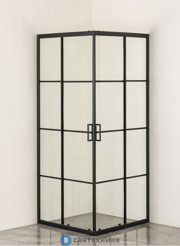 Душевое ограждение Loranto CS-211F-90 90*90*190 стекло лофт клетка, 5 мм, профиль черный матовый