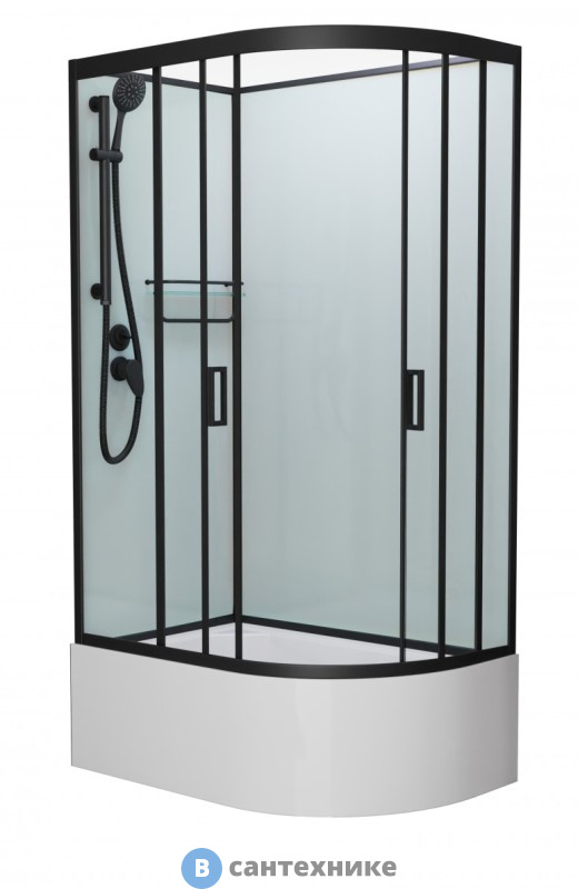 Душевая кабина Frank F412/2L Black левосторонняя высокий поддон б/к (без крыши)