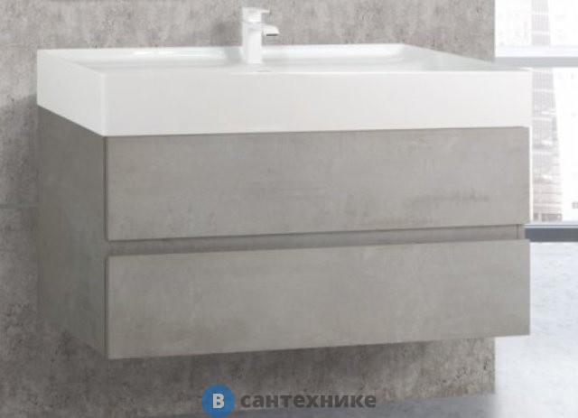 Тумба под раковину Cezares MOLVENO 46 46-80-2C-SO-BET подвесная с двумя выкатными ящиками, Beton, 800x460x500
