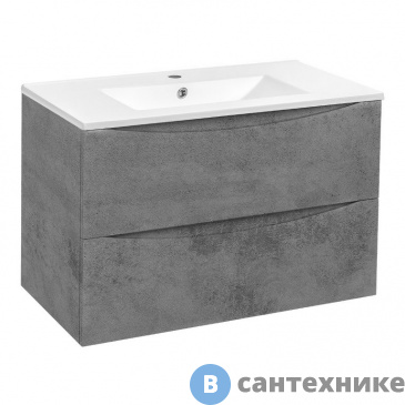 картинка Тумба под раковину Vincea Mia 800 подвесная, 2 выкатных ящика soft close, Beton (VMC-2MC800BT)