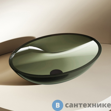 картинка Раковина ABBER Kristall AT2802Vesuvian накладная прозрачная оливковая