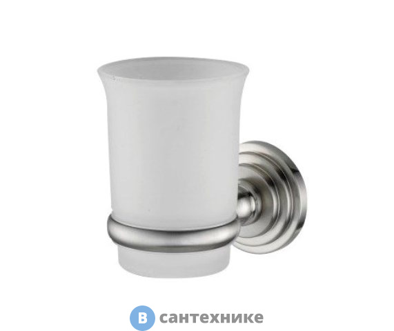 Подстаканник стеклянный WasserKRAFT Ammer K-7028 металл, покрытие "матовый хром", матовое стекло