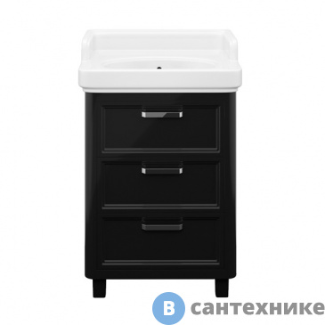 картинка Тумба под раковину KERAMA MARAZZI POMPEI напольная 60 см, 3 ящика чёрный (PO.60.3\BLK)