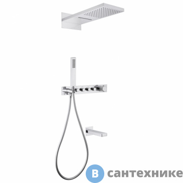 картинка Душевая система ABBER Rund AF8753 скрытого монтажа с изливом, термостат, хром