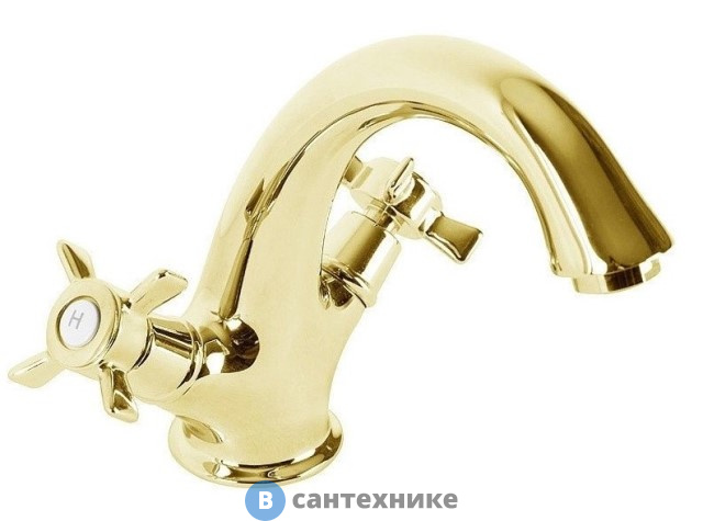 Смеситель Cezares LORD-LS1-03/24 на раковину с донным клапаном золото, ручки золото