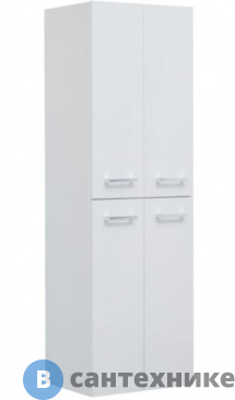 картинка Пенал Dreja 50, 4 дверки, стекл. полки, белый глянец (77.0301W)