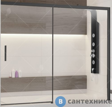 картинка Шторка на ванну RGW SC-45-B 180*150 чёрный/прозрачное/6 мм (Easy) (34114518-14)