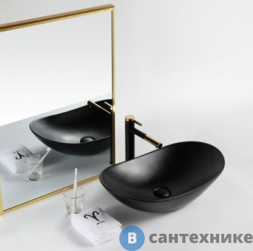 картинка Раковина BelBagno BB1404-H301 накладная керамическая, чёрная матовая 605x370x150