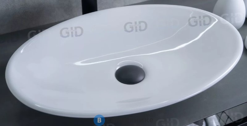 Раковина накладная GID-ceramic N9022 белый (500х350х90)