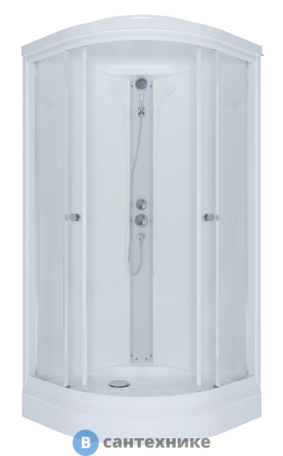 Душевая кабина Тритон Ультра 80*80 А 1/4 круга, низк. подд., Белый, прозр, ДН4 (DK242)