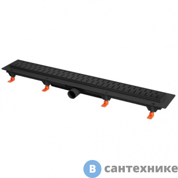 картинка Водоотводящий пластиковый чёрный желоб AZARIO D40 (боковой слив) с чёрной решеткой Medium 550 мм (AZ-CH 550 MC)