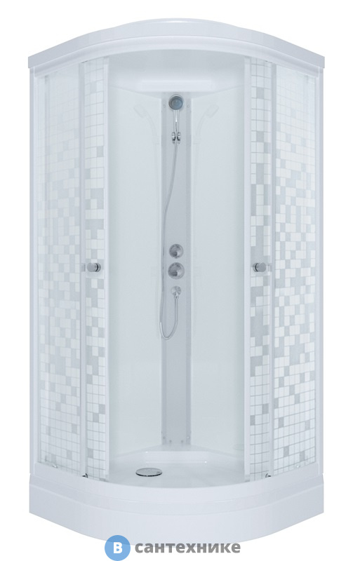 Душевая кабина Тритон Стандарт 100*100 А 1/4 круга, низ. подд., Аква, Мозаика, Белый, ДН4 (DK60)
