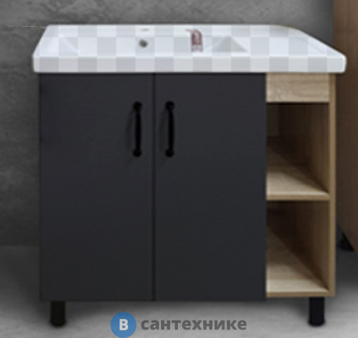 Тумба под раковину Grossman ФЛАЙ-100 дуб сонома/серая напольная (ум.Фостер-100)