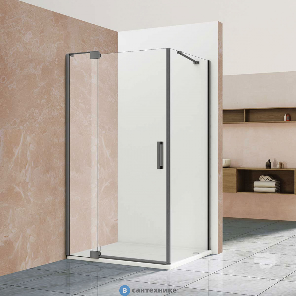 Душевой уголок Vincea Extra VSR-1E901090CLGM, 900/1000*900, вороненая сталь, стекло прозрачное, без поддона