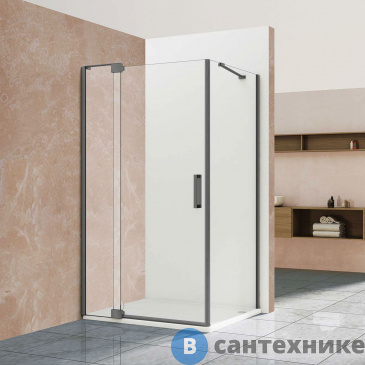 картинка Душевой уголок Vincea Extra VSR-1E901090CLGM, 900/1000*900, вороненая сталь, стекло прозрачное, без поддона
