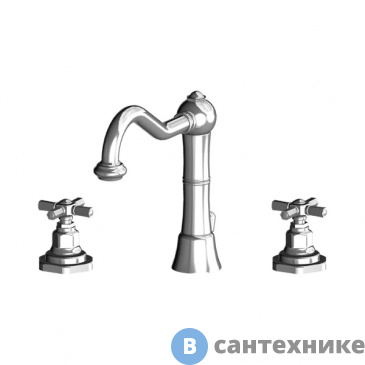 картинка Смеситель Gattoni TRD для раковины на 3 отверстия, ручки Paris, с донным клапаном, золото (TR096/18D0)