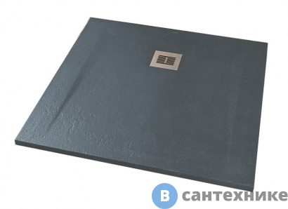 картинка Душевой поддон Sanitana ROCKS SP301384384100590 900х900 антрацит