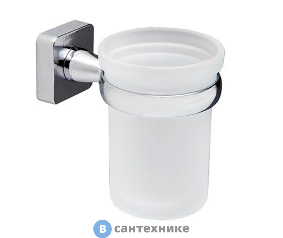 Стакан для зубных щеток WasserKRAFT Lippe K-6528 стеклянный металл, хромоникелевое покрытие, матовое стекло