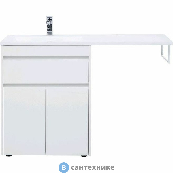 Тумба с раковиной Aquanet Токио 130 L белый (напольная, 1 ящик, 2 дверцы) (239215)