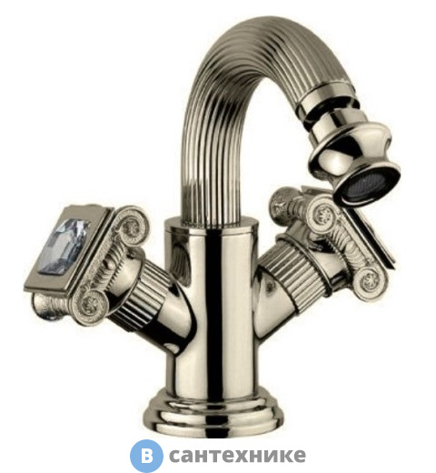 Смеситель Cezares OLIMP-BS2-02-Sw на биде с донным клапаном, бронза, ручки swarowski