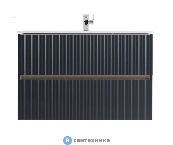 Тумба под раковину Art & MAX ELEGANT подвесная с двумя выкатными ящиками, с LED подсветкой ручек. Серый матовый, 870x469x550 AM-ELEGANT-900-2C-SO-GM-LED