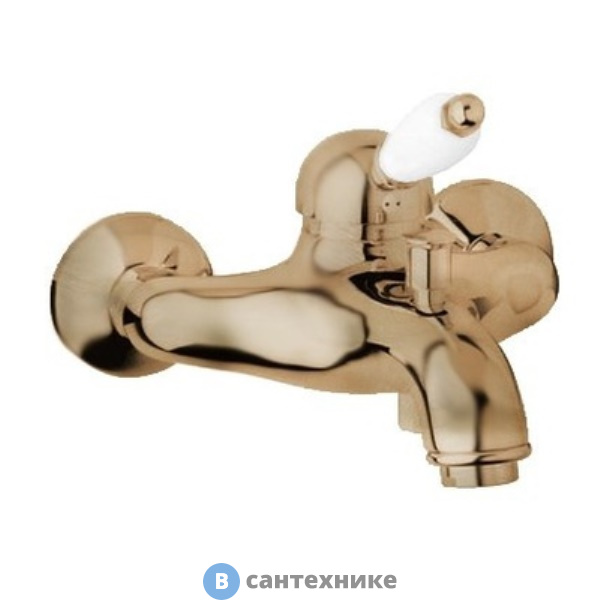 Смеситель Cezares ELITE-VM-02-Bi для ванны и душа однорычажный, бронза, ручка белая