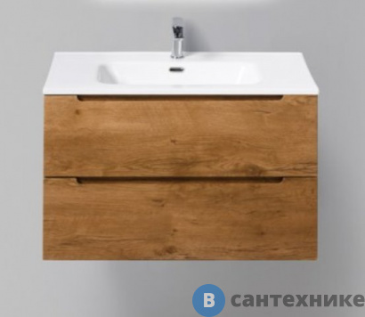 картинка Тумба под раковину BelBagno 81 см ETNA-800-2C-SO-RN-P подвесная с двумя выкатными ящиками Rovere Nature
