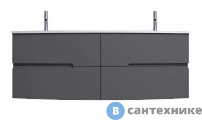 картинка Тумба под раковину Jacob Delafon Nona EB1891RU-442 с интегрированными ручками, глянцевый серый антрацит, 140 см, 4 ящика