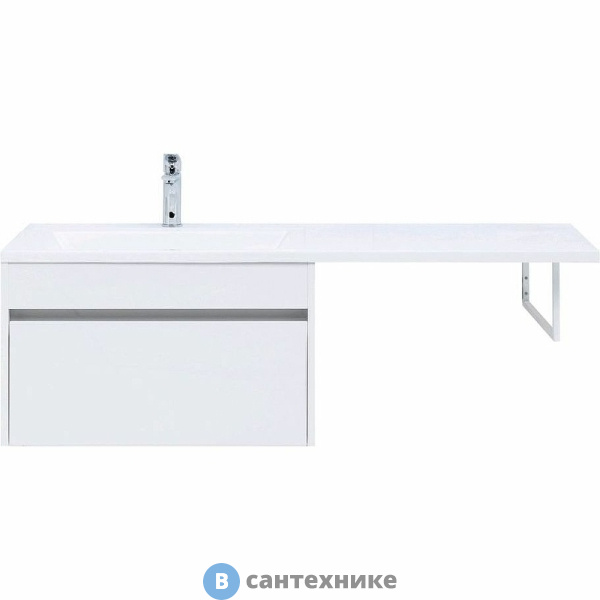 Тумба с раковиной Aquanet Токио 130 L белый (подвесная, 1 ящик) (239217)