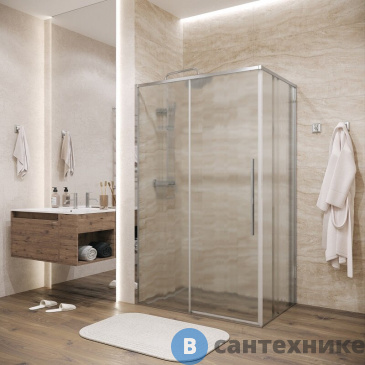 картинка Душевое ограждение Grossman Galaxy (110х100х195) раздвижная (левая), хром, стекло шиншилла (120.K33.01.1110.10.02)