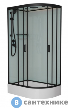 картинка Душевая кабина Frank F412/1L Black левосторонняя средний поддон